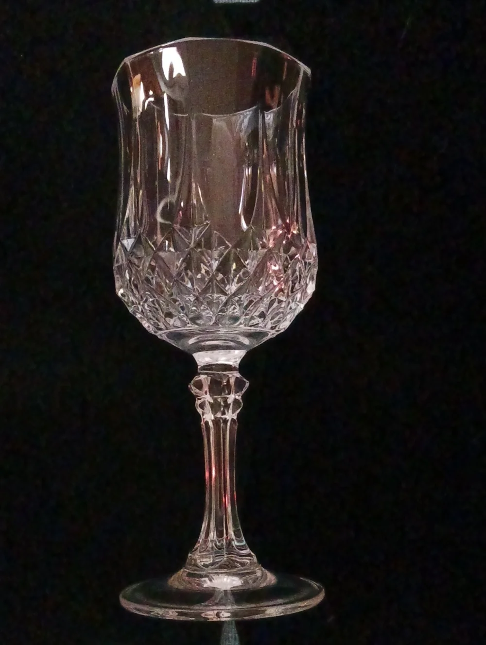 Set Of 3-.Crystal De Arque- Lead Crystal Cut Wine Goblets